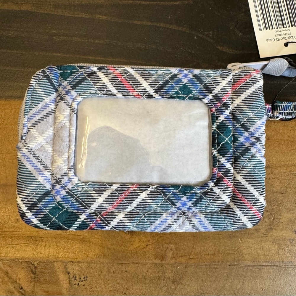 Vera Bradley Snowy Plaid RFID Zip Top ID Case